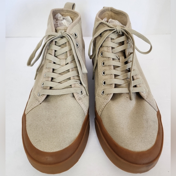 Mutual Weave Men's Canvas Khaki Feelon Memory Foam Lace-up Sneakers, Sz 10.5 - Picture 6 of 16